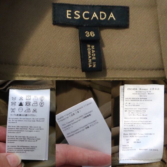 Escada Size 36 US S Talisa Trouser 'Antique Gold' Tan Wide Leg Pants - Picture 3 of 10